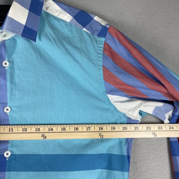 Hawes & Curtis Brandon Shirt Mens Medium Plaid Slim Fit Button Up Long Sleeve - Picture 7 of 13